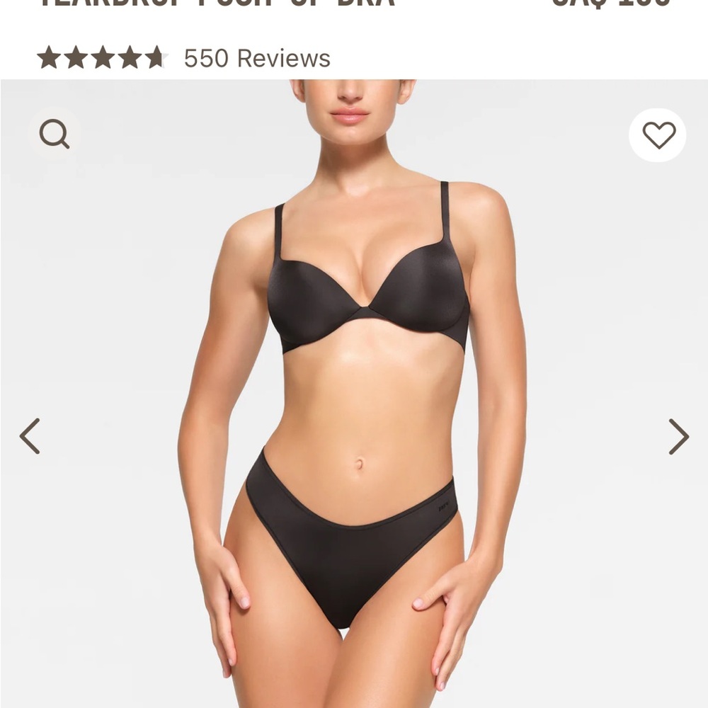 Teardrop Push-Up Bra and Bikini Brief Set - Black